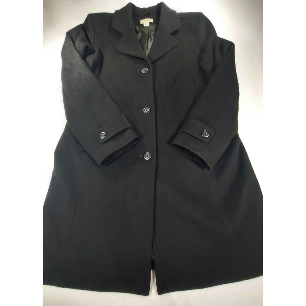 Vintage LL Bean Coat Women's 10/12 Black Lambswool Thinsulate Overcoat Casual